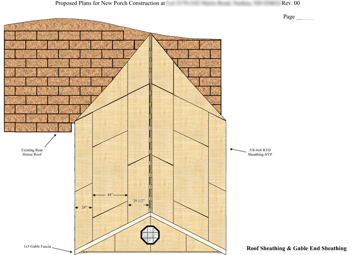 Gable end framing and sheathing drawing.
