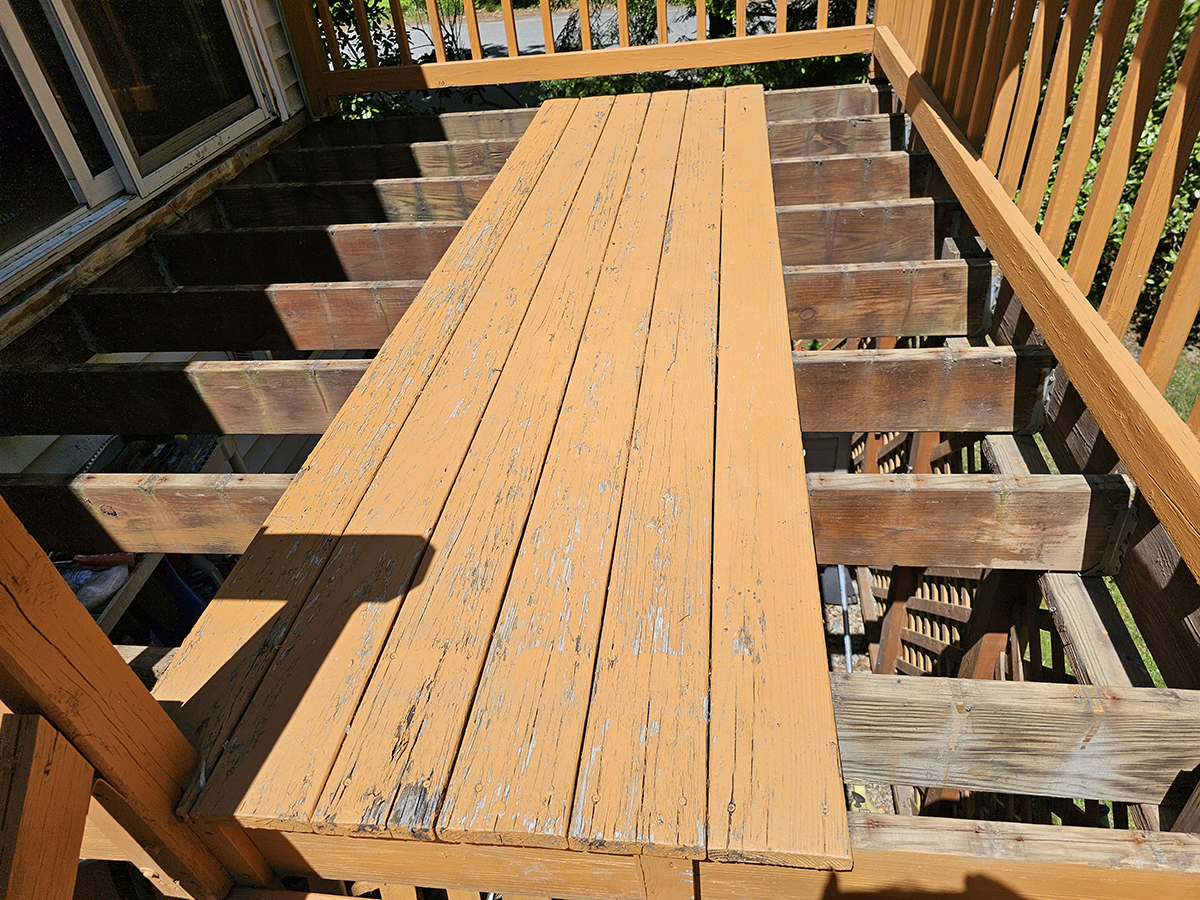 Deck with initial boards removed to start replacement