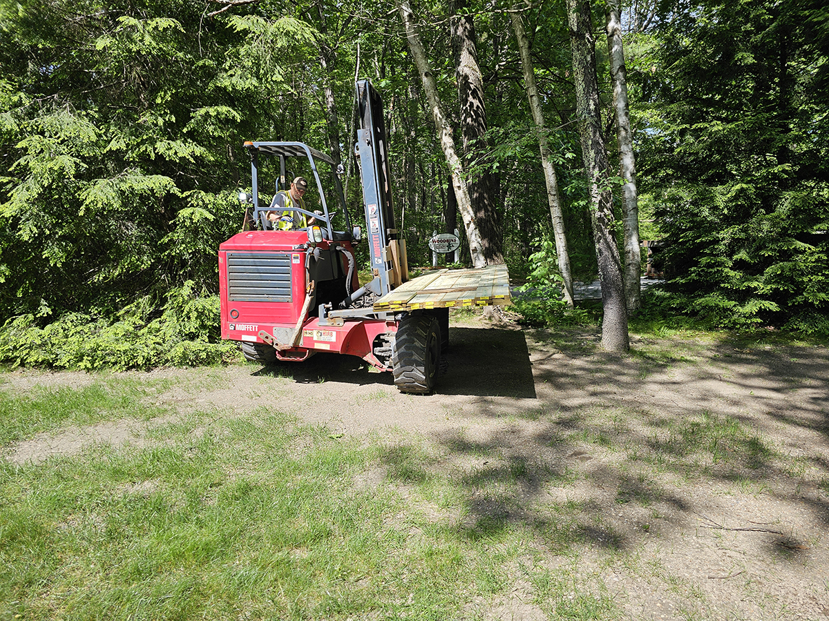 New decking lumber delivered on-site