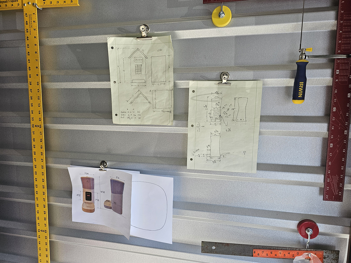 Measured graph paper sketch of Cat Cabin plans