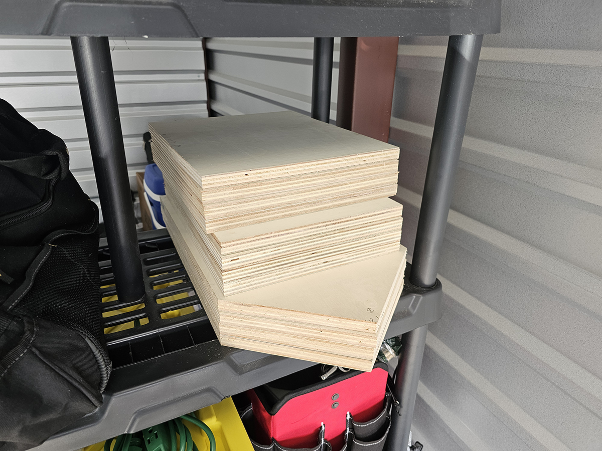 Plywood cut to size for Cat Cabin panels