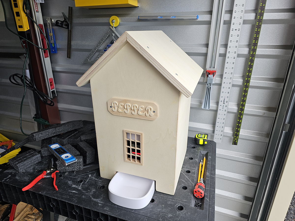 Cat Feeder Hous with Feeder Installed