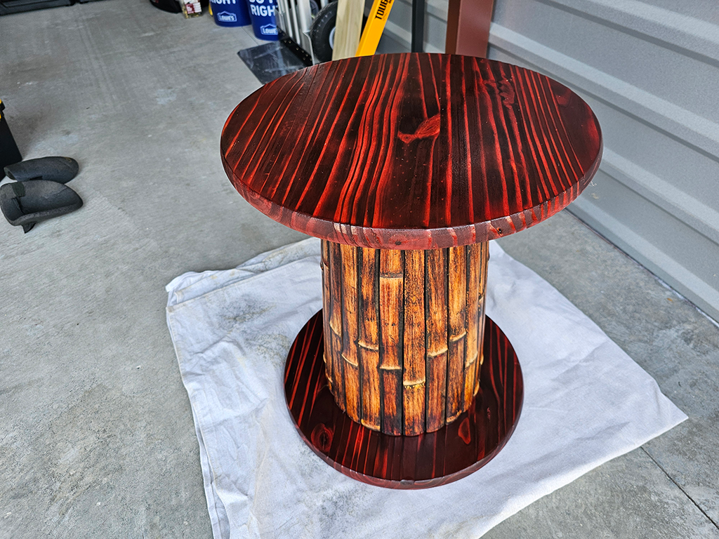 Tiki Table Assembled and Standing